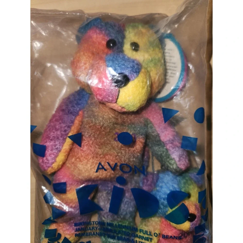 Avon Y2K‎ Tie Dye Teddy Millennium 2000 with Small Teddy Keychain Garn-NEW